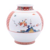 A Japanese Sakaida Kakiemon studio vase [1906-1982] of ovoid form with short flared neck,