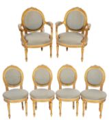 A late 19th Century French carved giltwood six piece salon suite,