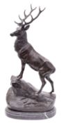 After Jules Moigniez (French, 1835-1894), a bronze model of a stag,