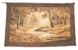 A large woolwork landscape picture,
