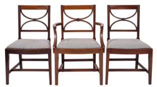 A set of six Regency mahogany dining chairs,