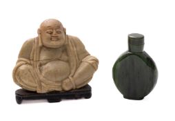A small Chinese carved soapstone figure of Budai,
