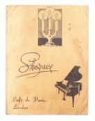 LIBERACE. Signed menu for Café de Paris..