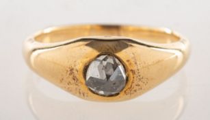 A rose-cut diamond hairwork memento mori ring, (possibly Victorian or early 20th century),