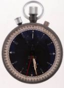 Omega an Olympic Nuit Spaciale stopwatch the round black dial showing minutes,