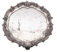 A George V silver salver, of shaped circular outline,