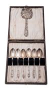 An Edwardian cased set of six silver teaspoons,