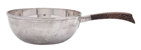 A 20th century Danish silver sauce pan, circular form and with a wooden handle, by A.