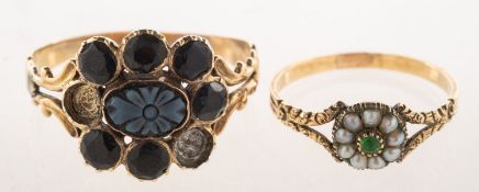 Two Georgian rings, including a Georgian mourning ring,