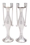 A pair of late 19th/ early 20th century German silver vases,