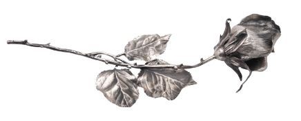A 20th century Italian silver rose, realistically modelled, makers number 
