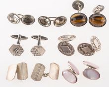 Six pairs of cufflink's, including an antique pair of cufflink's,