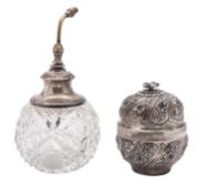A continental silver box & cover, circular form,