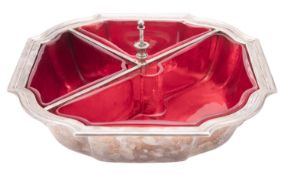A late 19th/ early 20th century North-American silver serving dish, shaped square outline,