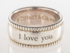 Tiffany & Co, A silver 'I love you' ring,