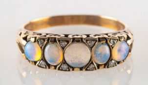 An opal and diamond ring,