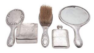 A mixed lot of various silver, to include a cigarette box, 2 hand mirrors,