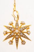 A Victorian pearl starburst brooch pendant,