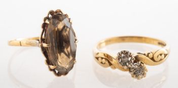 Two 9ct dress rings, including a 9ct gold 1970's ring,