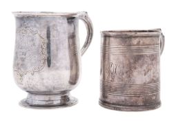 A late Victorian silver christening mug, of baluster form,