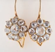 A pair of antique rose-cut diamond earrings, (possibly Victorian/early 20th century),