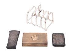 A 20th century French silvergilt box, rectangular form,