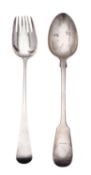 A George III silver salad server, Old English pattern, by Soloman Hougham, London 1800,
