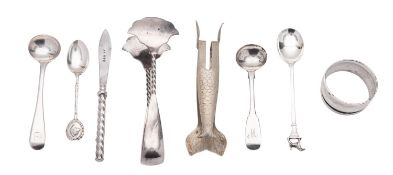A mixed lot of silver etcetera, to include a salt spoon, by John Clarke or Coakley, of Liverpool,