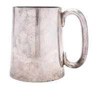 A George V silver mug, of tapering circular form, with a 