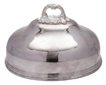 A silver plated meat dish cover, of oval outline,