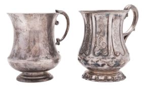 A Victorian silver christening mug, of baluster form, with a panelled circular body,