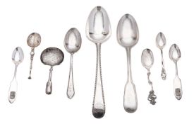 A small mixed lot of silver flatware, to include a George III tablespoon, crested,