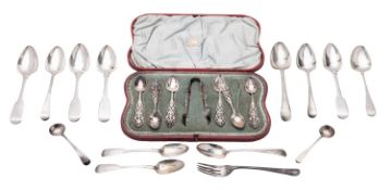 A small mixed lot of silver flatware,