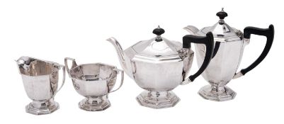 An Elizabeth II four-piece silver tea set,