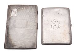 A George VI silver cigarette case, rectangular form,