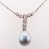 A diamond and baroque pearl necklace,