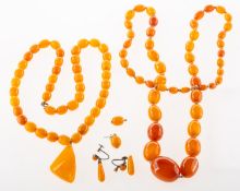 A group of 'amber type' bead jewellery,