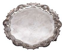 A George II silver salver, of shaped circular outline,