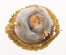 Deakin & Francis, A 9ct gold 1960's druzy agate brooch,