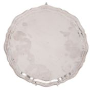 A 20th century silver salver, of shaped circular outline,