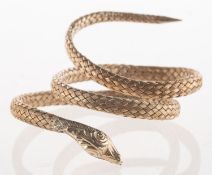 A Victorian woven snake bangle,