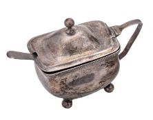 A George III North Country provincial silver mustard pot, of rounded rectangular form,