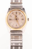 Rolex Oyster Perpetual Bubble-back gentleman's wristwatch the round silvered dial having raised