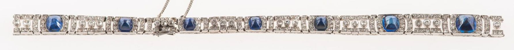 An Art Deco diamond and sapphire bracelet, (as found, in need of repair),