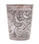 An 18th century Russian silver beaker, tapering circular form,