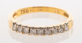 An 18ct gold diamond half eternity ring, a modern half eternity ring,