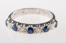 An 18ct gold sapphire and diamond half eternity ring,