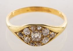 A Victorian diamond ring, the diamonds being arranged in navette form,