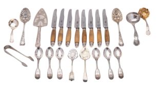 A Victorian set of six silver teaspoons, Fiddle, Thread & Shell pattern, crested, by Henry Holland,
