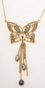 Matthew Williamson, A blue topaz and amethyst butterfly necklace,